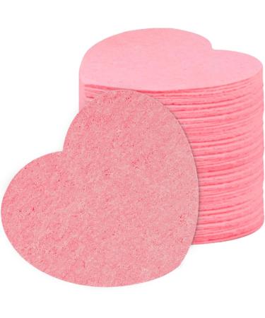 Facial Scrub Pads Heart Shape Compressed Sponges for Facial Cleansing - Cellulose Facial Sponges for Facial Washing Pore Cleaning Scrubber Bathing Household Pink - Buy Online on GoSupps.com