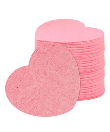 Spa Sponges | Heart Shape Reusable Makeup Remover Pads 20 Face Scrub Sponge for Facial Cleansing Exfoliate Masque Makeup Removal Pink