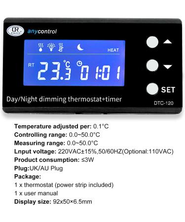 CUSROS PID Day Night Thermostat Dimming Timer Temp Controller Dimmer Digital LED Reptile Thermostat Plug Socket for Heat Lamp Heaters for Snake Lizard Tortoise Vivarium Terrarium Aquarium - Buy Online on GoSupps.com