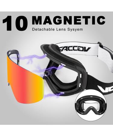 Vgooar OTG Ski Goggles with Magnetic Detachable Lens - Frameless Cylindrical Lens in Red | International Shipping Available - Buy Online on GoSupps.com