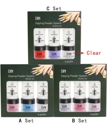 Dip Powder Nail Kit 3 Colors Dipping Powder with 3PCS Dip Powder Liquid Set French Nail Tips & Nail Glue Clear Pink Glitter Silver Nail Dipping Powder Starter Kit for Home DIY Manicure Salon (A) - Buy Online on GoSupps.com