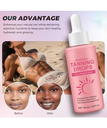 2Pcs Sunless Tanning Drops to Drink Natural Drinkable Sunless Tanning Drops Oral Self Tanning drop Gradual Glow Moisturizing Tanner for Face & Body Tanning Supplement Naturally Boost Melannin 1.69 Fl Oz (Pack of 2) - Buy Online on GoSupps.com