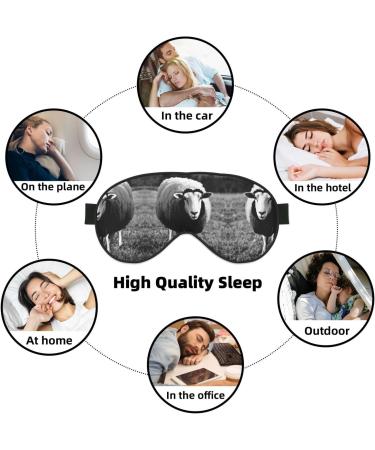Cute Sheep Lamb Print Sleep Mask | Unisex Double-Sided Eye Mask for Sound Sleep & Skin Care - Black - Buy Online on GoSupps.com