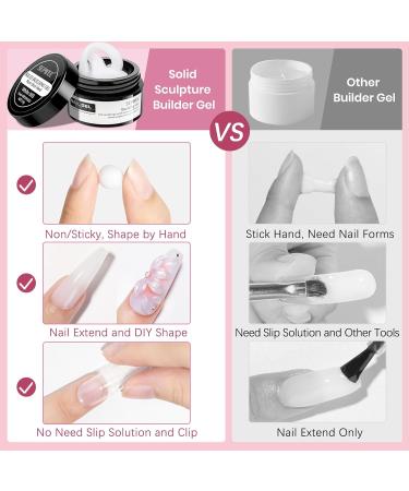  SUPWEE Solid 3D Gel Nail Extension Kit with Chrome Powder - Pearly Pink White - Self-Adhesive Sculpting - For DIY 3D Nail Art - Home Use - 14g - Buy Online on GoSupps.com