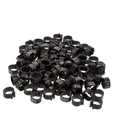 Sosoport 100 Pcs Pigeon Anklet Feeder Legs Oyster Shell for Chickens Tag Band Charm Poultry Pen Plastic 1.3X1.3CM Black