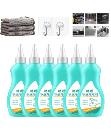Magic Gel Cleaner for Pots and Pans Black Pot Bottom Cleaning Gel Professional Gel Cleaner for Pot Bottom Cleaner for Bottom of Pots and Pans Stainless Steel Cleaner (6Pcs)