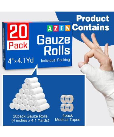 20 Pack 4x4.1 Yards Gauze Rolls Bandages - Premium Medical & First Aid Supplies - Buy Online on GoSupps.com