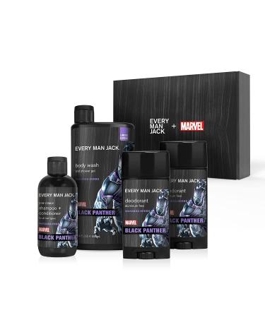 Every Man Jack Black Panther Body Set - Marvel-Inspired Bath and Body Gift Set for Men - Clean Ingredients, Incredible Scents - Includes Body Wash, Shampoo, Deodorant - Buy Online on GoSupps.com