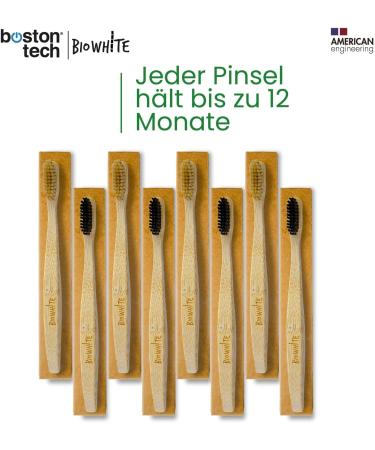 Biowhite Bamboo Toothbrushes - Eco-Friendly Soft Bristle BPA Free & Biodegradable (Set of 8) - Buy Online on GoSupps.com