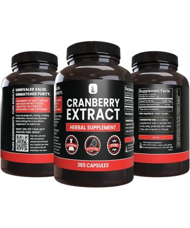 PURE ORIGINAL INGREDIENTS Cranberry Extract (365 Capsules) No Magnesium Or Rice Fillers Always Pure Lab Verified 365 Count (Pack of 1) - Buy Online on GoSupps.com