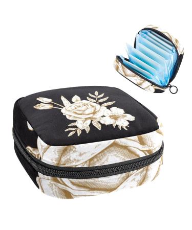 Gold Rose Sanitary Napkin Storage Bag Feminine Menstrual Cup Pouches Nursing Pad Holder Tampon Bags Portable Period Bag for Women Teen Girls 1Pcs Multi-colored 2