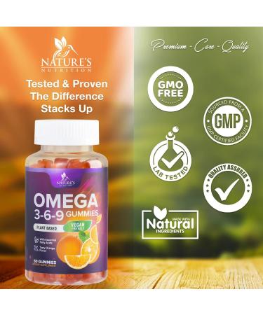 Omega 3 6 9 Vegan Gummies - Triple Strength Heart & Brain Support Supplement - Non-GMO Orange Flavor - 60 Count - Buy Online on GoSupps.com