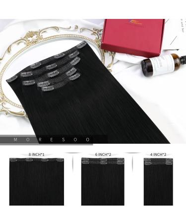 Moresoo 10 Inch Jet Black Clip in Human Hair Extensions - 5 Pieces/70g #1 - 25cm - Buy Online on GoSupps.com