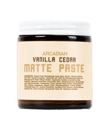Arcadian Grooming Vanilla Cedar Mens Hair Matte Paste Vegan 4 oz