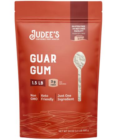 Judees Guar Gum Powder 1.5lb (24oz) - Keto-Friendly, Gluten-Free & Nut-Free - 100% Pure Guar Gum derived from Guar Beans - Low Carb Thickener - 3g Dietary Fiber per serving 1.5 Pound (Pack of 1)