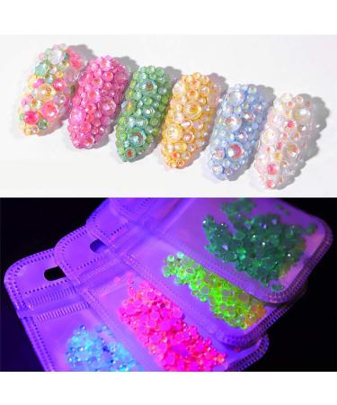 HERIS 8 Pack Fluorescent Glow Nail Art Rhinestones - DIY Manicure Decorations - Buy Online on GoSupps.com