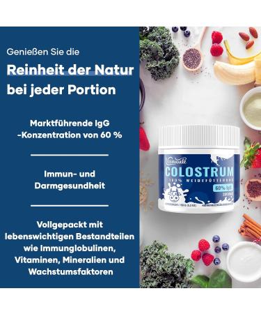 Veenuule Colostrum Powder Contains 60% Natural IgG (Immunoglobulins) Grass Fed Cow Colostrum For Gut Health and Energy Flavorless 50 Servings (Pack of 1) - Buy Online on GoSupps.com