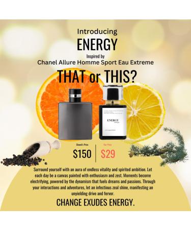 ENERGY | Inspired by CHNL ALLURE HOMME SPORT EAU EXTREME | Perfume for Men | Extrait De Parfum | Long Lasting Dupe Clone Essential Oils Fragrance | Perfume De Hombre | (100 ml / 3.4 Fl Oz) 3.4 Fl Oz (Pack of 1) - Buy Online on GoSupps.com