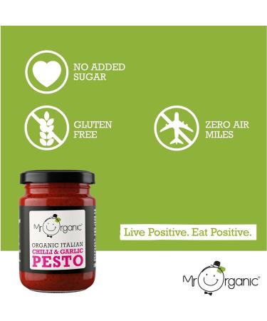 Mr Organic Vegan Chilli and Garlic Pesto 130g - Spicy and Savory Plant-Based Sauce - Buy Online on GoSupps.com
