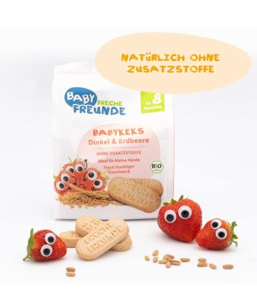 Cheeky Friends Organic Biscuits - Strawberry Vegan No Added Sugar Baby Cookies (7 x 100g) - Healthy Snack for Babies 8+ Months - Buy Online on GoSupps.com