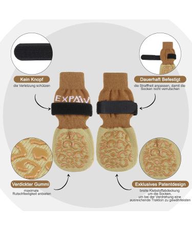 Expavloric Anti-Slip Dog Paw Protection with Adjustable Straps | Soft & Elastic Beige Fabric for Better Traction on Wooden Floors - Size S - Buy Online on GoSupps.com
