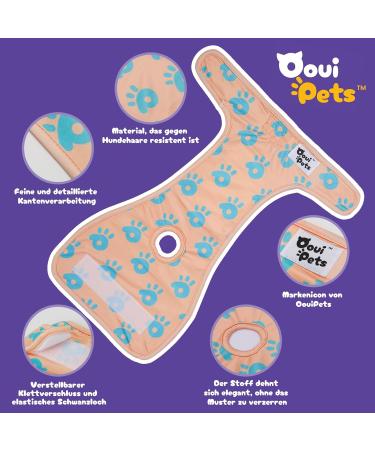 Oouipets Premium Dog & Cat Diapers | Washable No Leak Eco-Friendly | 3-Pack for Puppies (21-24cm) - Comfortable Fuse Pants - Buy Online on GoSupps.com