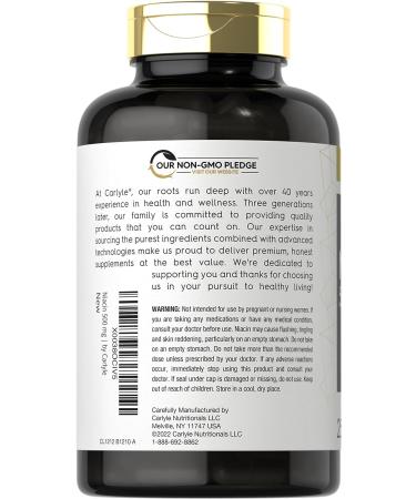 Carlyle Niacin 500mg | 250 Capsules - Non-GMO & Gluten Free - Buy Online on GoSupps.com