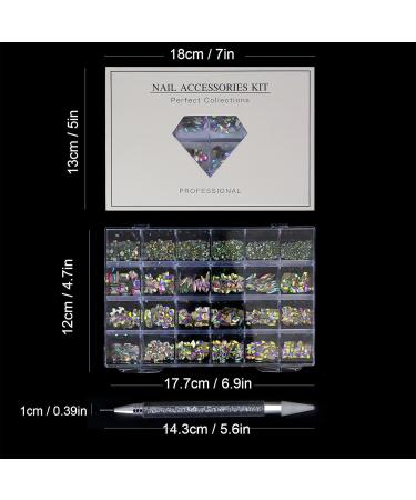 Nail Gems Multi Shapes 3D Glass Ab Crystal Rhinestones Kit | Crystal Glass Ab Rhinestone Gems Flatback Round Bead Charm Gem Stone Jewelry Nail Crystals for Acrylic Nails Pochy - Buy Online on GoSupps.com