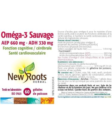 New Roots Herbal - Wild Omega 3 EPA 660mg - DHA 330mg - 60 Softgels - Fish Oil Omega 3 Supplement - Omega 3 Fatty Acid Supplements for Men & Women - Brain Function - Cardiovascular Health - Omega 3 Pills 60 count (Pack of 1) - Buy Online on GoSupps.com
