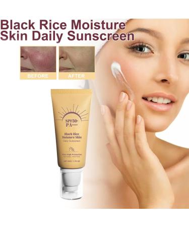 Black Rice Sunscreen Moisturizing Daily Sunscreen Rice Moisture Daily Sunscreen Nourishing Skin Protection & UV Defense 50g Non-greasy Velvet Finish Concealer Isolation for Face Body - Buy Online on GoSupps.com
