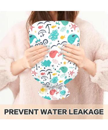 Ships Whales 2L Hot Water Bottle with Cover - BPA-Free Large Hot Water Bag for Pain Relief Headaches Neck & Shoulders - Buy Online on GoSupps.com