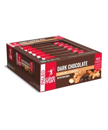 Caveman Foods Nutrition Bars Dark Chocolate Caramel Cashew 12 Bars 1.41 oz (40 g) Each