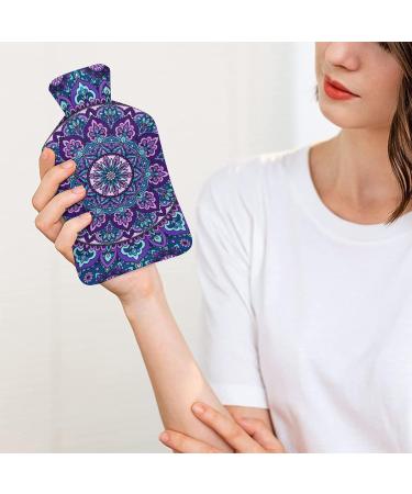 Hot Water Bottle with Lid - Purple Floral Pattern Rubber Bag for Pain Relief Cramps Foot Warmer & Hot/Cold Therapy - Buy Online on GoSupps.com