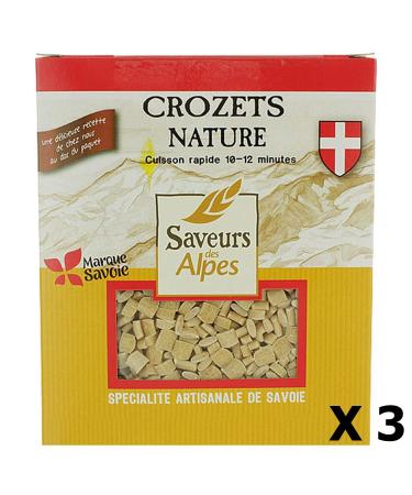 Saveurs des Alpes Pack of 3 plain Crozets - Flavors of the Alps - 400g box