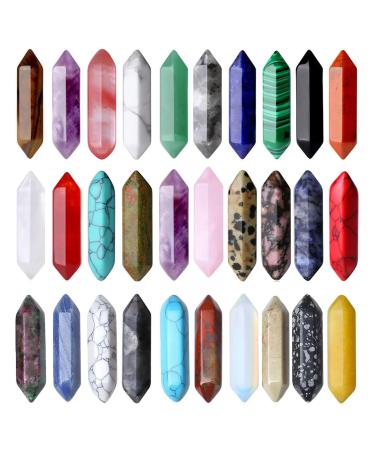 Xiannvxi 30pc natural crystals stones healing crystal gemstones healing chakra magic wand reiki bulk six-sockets points medicinal crystals spiritual gift g-multi-30pcs