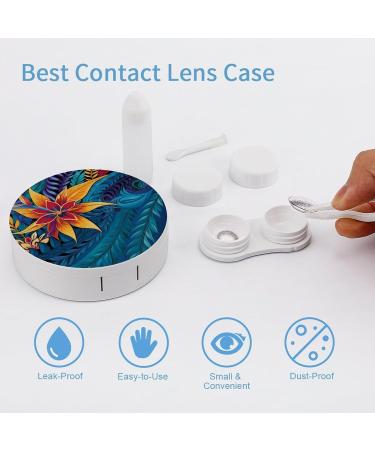 Tropical Leaves Contact Lens Case - Portable Travel Storage Box for Tribal Design - White - Buy Online on GoSupps.com