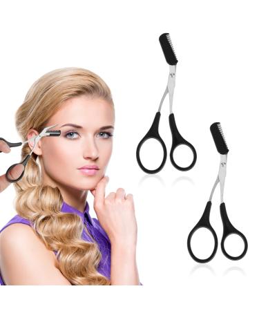 Yolev 2pcs Eyebrow Scissors with Comb Professional Precision Eyebrow Trimmer Scissors Eyebrow Trimming Scissors Hair Removal Beauty Accessories for Men Women