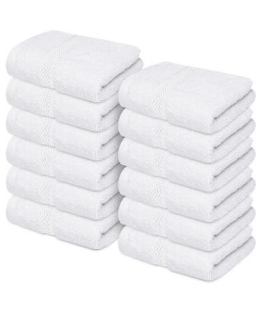 Infinitee Xclusives Premium White Washcloths Set  Pack of 12, 13x13 Inches 100% Cotton Wash Cloths for Your Body and Face Towels, Kitchen Dish Towels and Rags, Baby Washcloth Washcloths Brilliant White