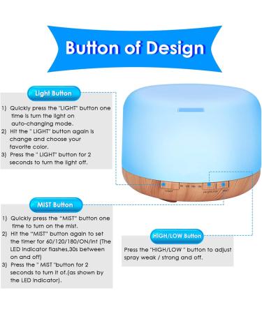 Diffuserlove 500ML Essential Oil Diffuser with Remote Control, Aromatherapy & Cool Mist Humidifier - 7 LED Night Light for Home, Office, SPA - Buy Online on GoSupps.com