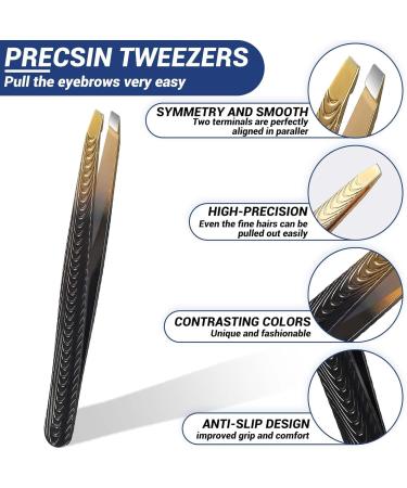 Andibro Eyebrow Hair Removal Tweezers Stainless Steel Precision Eyebrow Pluckers Non-Slip Handles No Gaps Professional Flat Tip for Ingrown Facial Hair Lashes Home Men Women Beauty Salon(slanted tip) - Buy Online on GoSupps.com