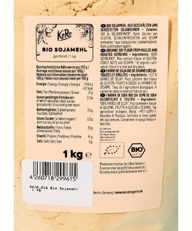 KoRo - Organic Soy Flour 1kg - Made from peeled and roasted soybeans - Suitable as flour binder and substitute for - Buy Online on GoSupps.com