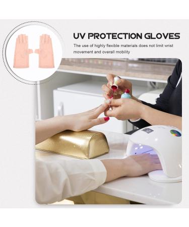 FRCOLOR 1 Pair Sun Protection Half Finger Gloves UV Hand Protection Nail Art Gloves for Women Nail Art Sun Gloves Nail Lamp Gloves Miss Accessories Pink Nylon Anti-UV - Buy Online on GoSupps.com
