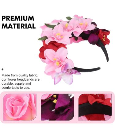 Minkissy Day Of The Dead Headband Rose Flower Crown Rose Mexican Flower Headband Headpiece for Costume Halloween Party Pink - Buy Online on GoSupps.com