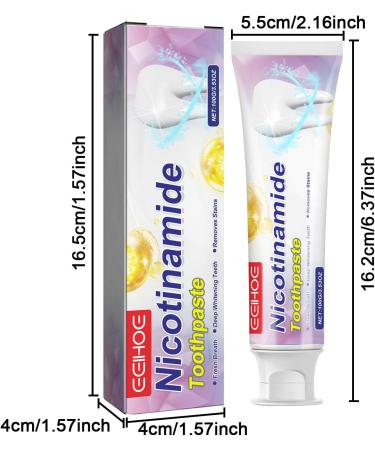 Niacinamide & Peppermint Toothpaste for Teeth Whitening Deep Cleansing Formula for Stain Removal and Plaque Control Strengthens Enamel Freshens Breath Gently 3.53 OZ - Buy Online on GoSupps.com