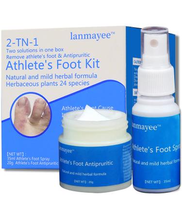 GYFFTAN Atheletes Foot Treatment Kit Athletes Foot Fungi Spray & Antipruritic.Inflamed  Burning Smelly Feet Itchy Feet Sweating Peeling Cracking Blisters.(35 ml Spray + 20 g Cream)
