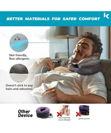 Inflatable Neck Stretcher Cervical Traction Device with Removable Air Pump - Neck Pain Relief Brace for Home & Travel (with Pillow Cover) - Buy Online on GoSupps.com