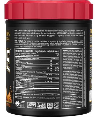 ALLMAX Nutrition - Aminocore BCAA - 8g BCAAs - 100% Pure Branch Chained Amino Acids - Gluten Free - Sweet Tea - 945 Gram Sweet Tea 945.0 g (Pack of 1) 8g Bcaas - Buy Online on GoSupps.com