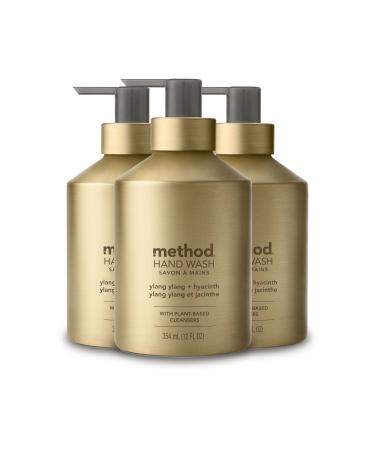 Method Gel Hand Soap Hyacinth + Ylang Ylang Reusable Gold Aluminum Bottle Biodegradable Formula 12 oz (Pack of 3) Hyacinth + Ylang Ylang 12 Fl Oz (Pack of 3) - Buy Online on GoSupps.com