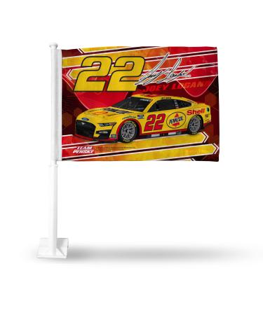 Rico Industries NASCAR Double Sided Car Flag - 16" x 19" - Strong Pole That Hooks onto Car/Truck/Automobile Joey Logano Joey Logano