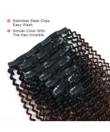 ABH AmazingBeauty Ombre Kinky Curly Clip-In Hair Extensions for Black Women â€“ 3C 4A Remy Human Hair, Chocolate Brown T4, 14 Inch, 115g - Buy Online on GoSupps.com